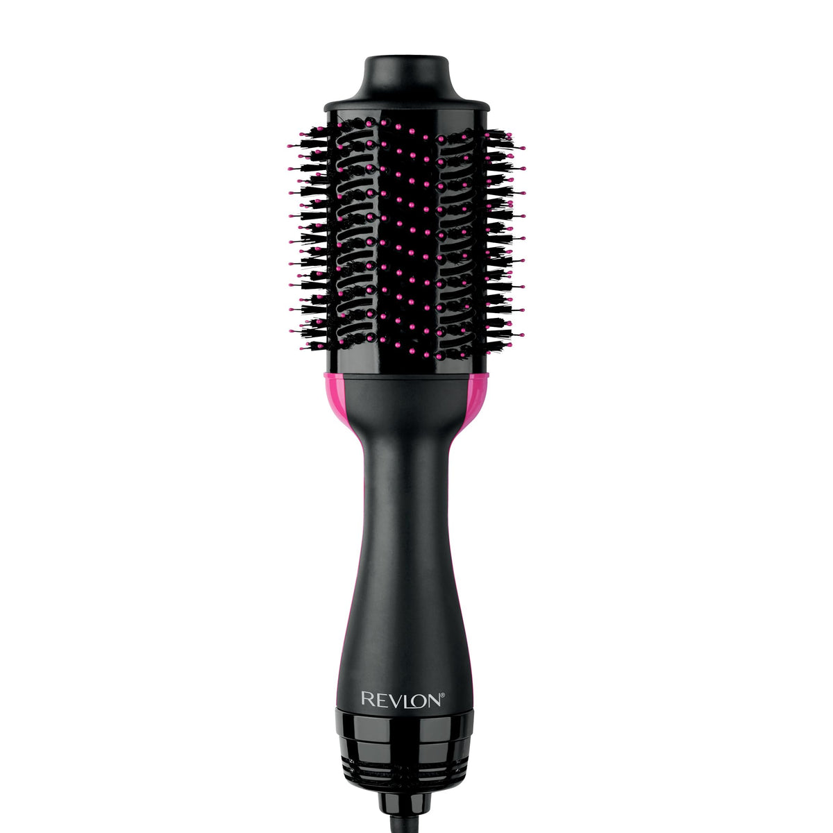 REVLON front view of black Volumizer showing full device, sleek finish benefits faster styling