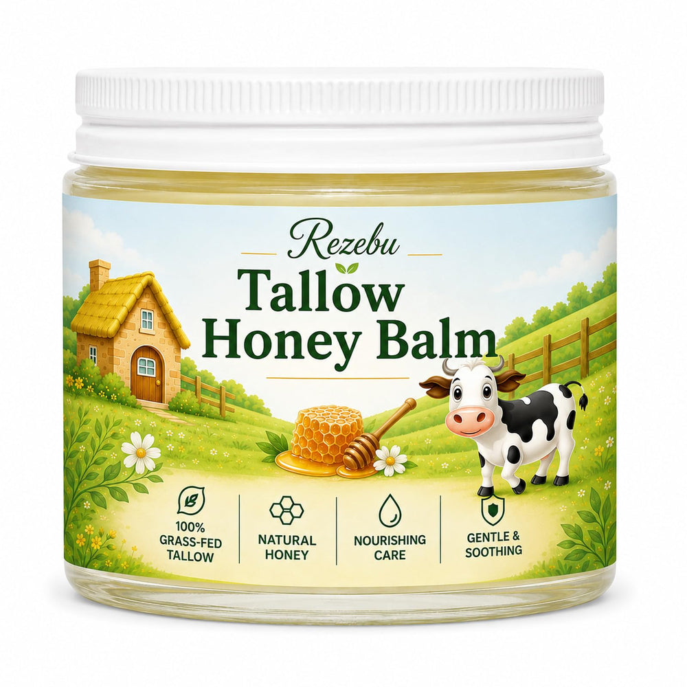 Rezebu front jar showing balm and brand, highlights easy moisturization