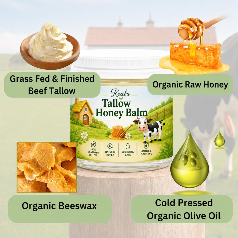 Rezebu label close-up showing ingredients, supports simple-clean formulation
