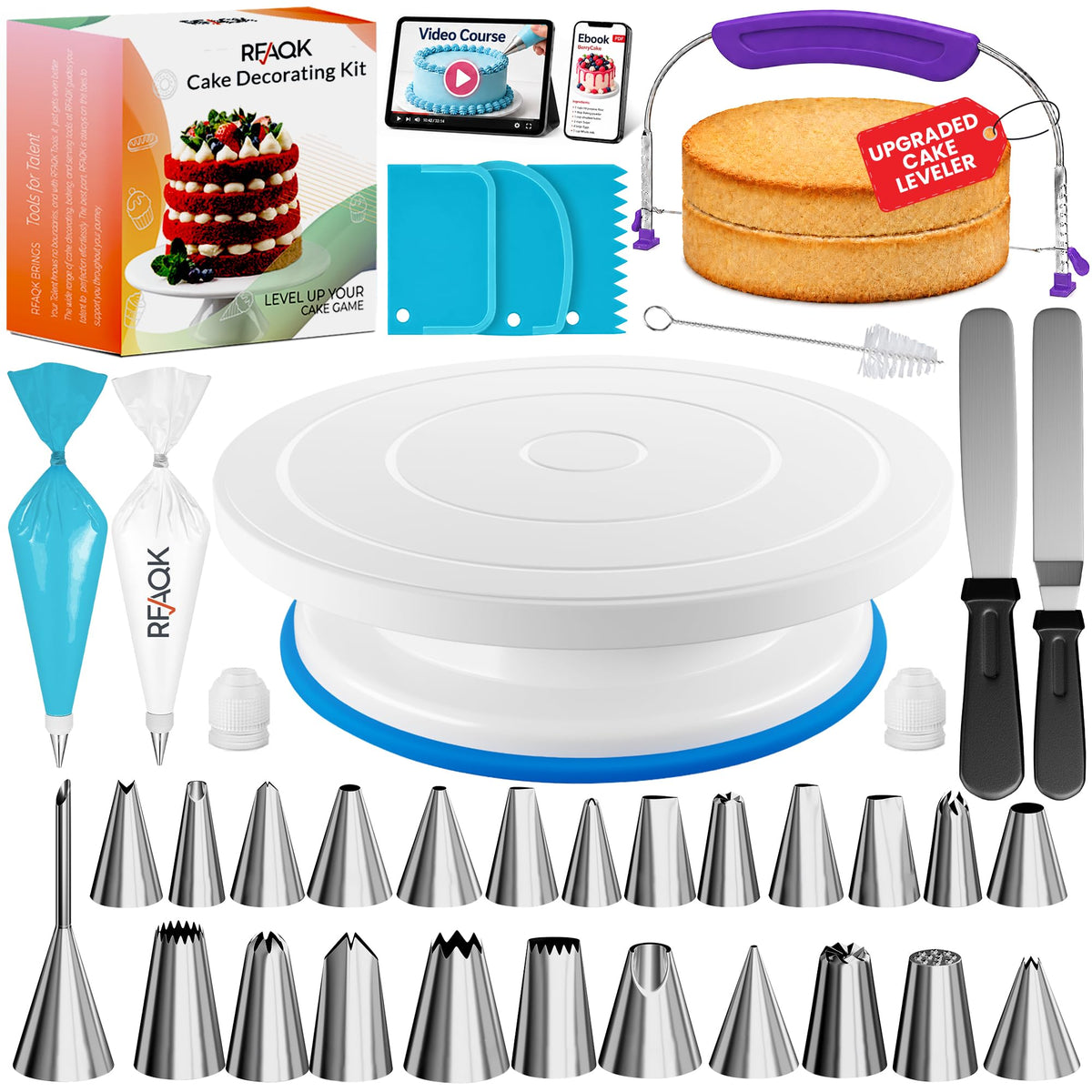 RFAQK front packaging showing full beginner decorating kit benefits