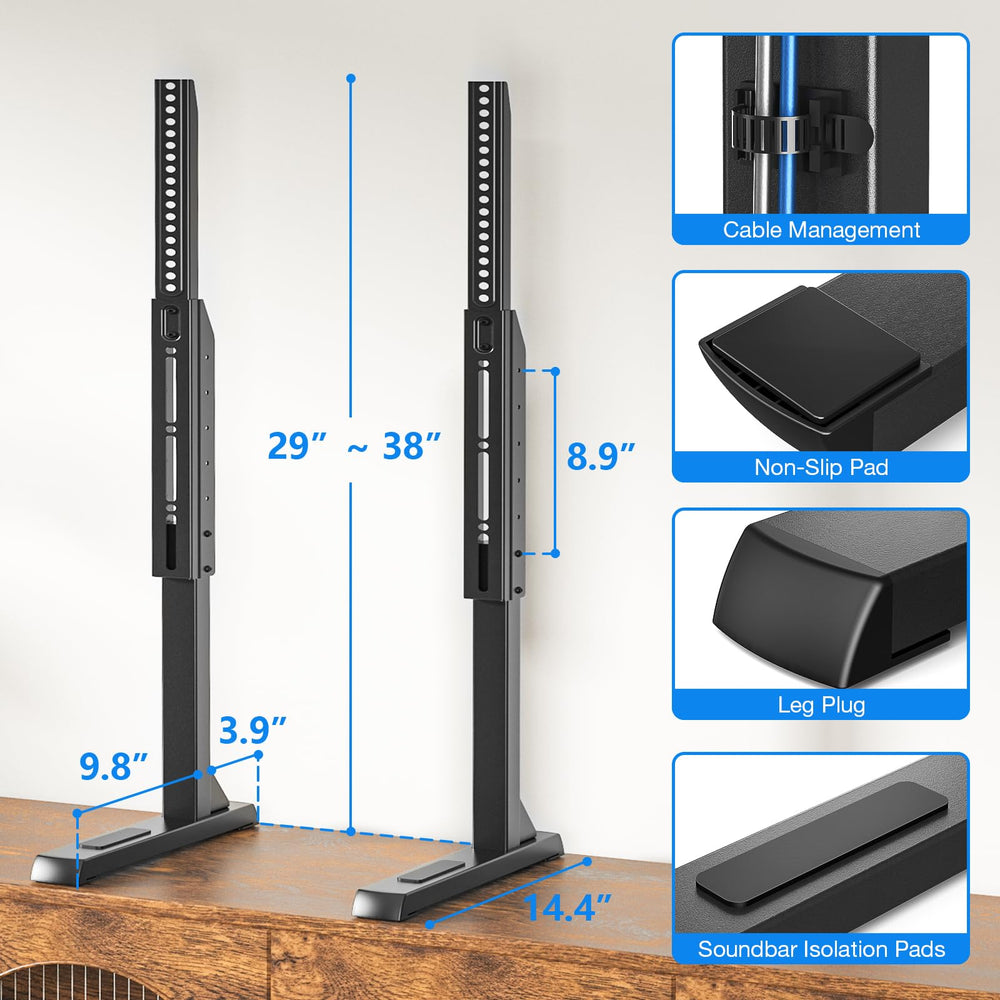 Rfiver feet holding speakers with vibration-damping stickers reducing resonance