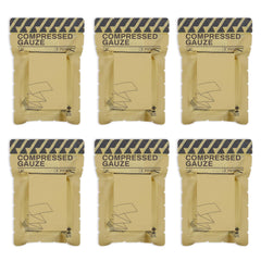 RHINO RESCUE front packaging showing six vacuum-sealed sterile gauze packs and clear labeling, ready for storage