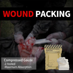 RHINO RESCUE unrolled gauze texture showing cotton weave and absorbent surface for effective fluid control