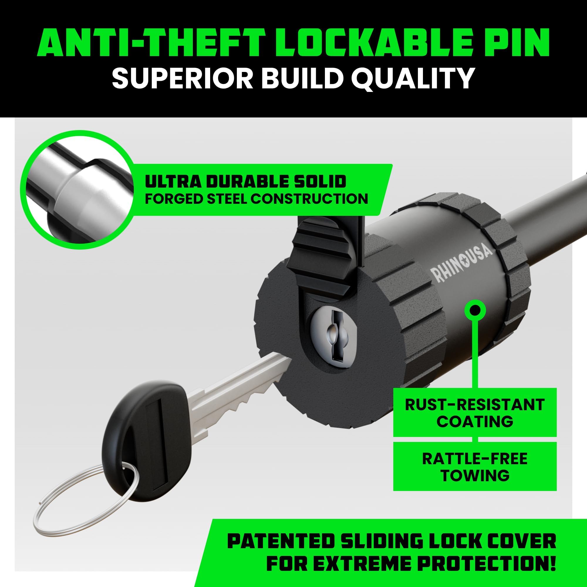 Rhino USA close-up of lock mechanism showing keyed security benefit