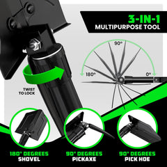 Rhino USA shovel fully extended alongside ruler showing 22-inch reach benefit