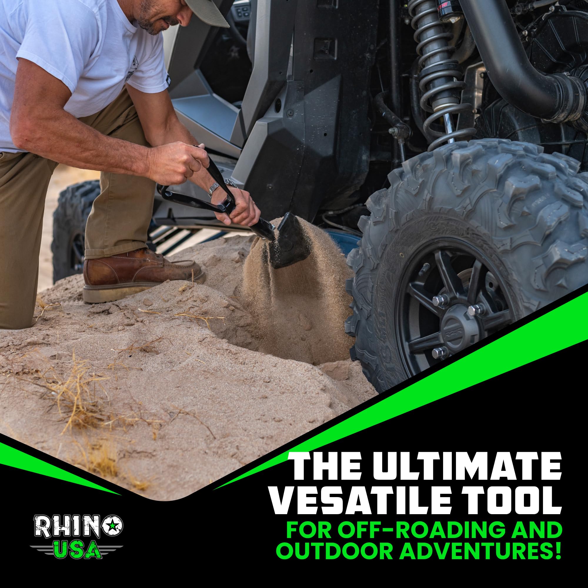 Rhino USA shovel in use digging ground showing practical field performance benefit