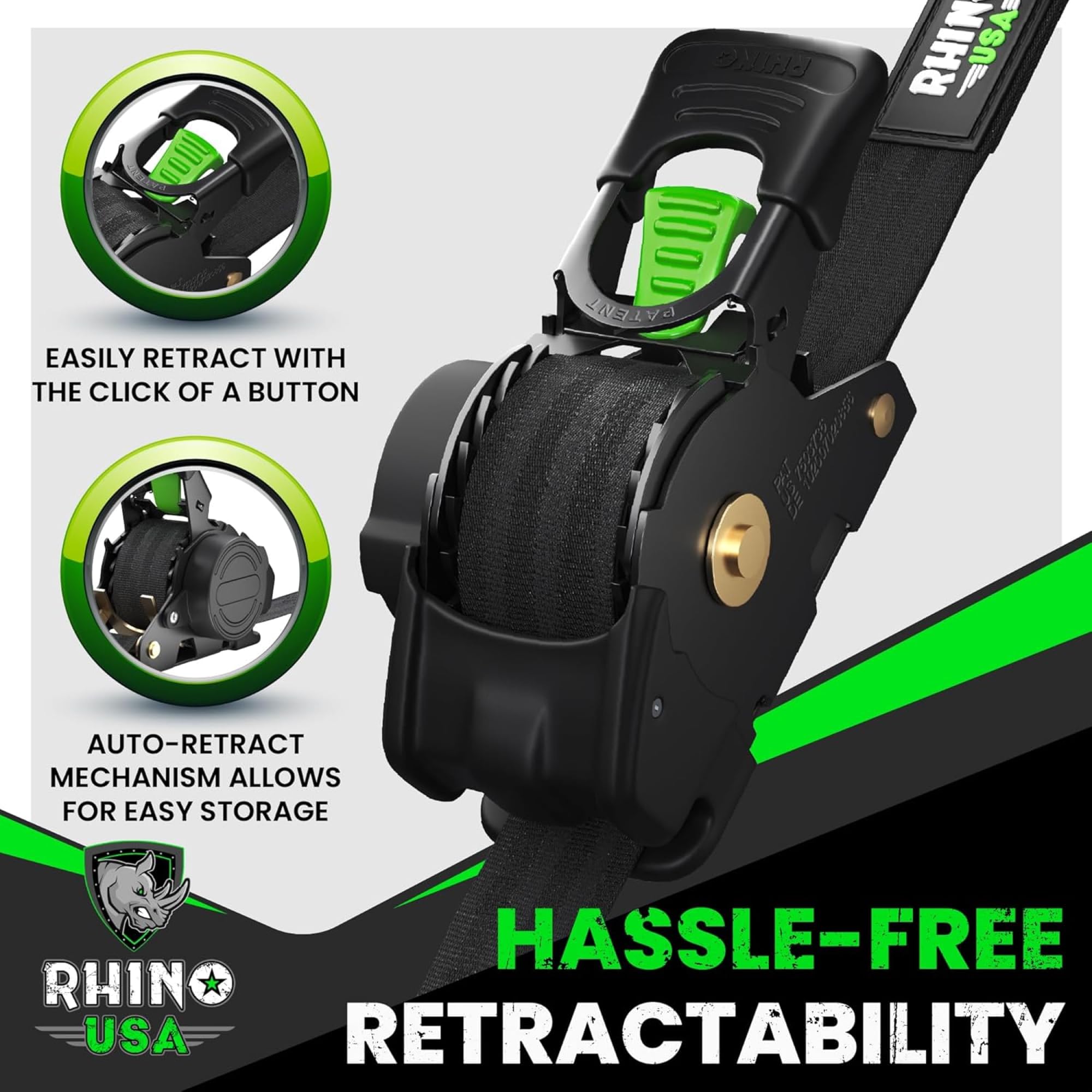 Rhino USA padded ratchet handle detail for comfortable tensioning