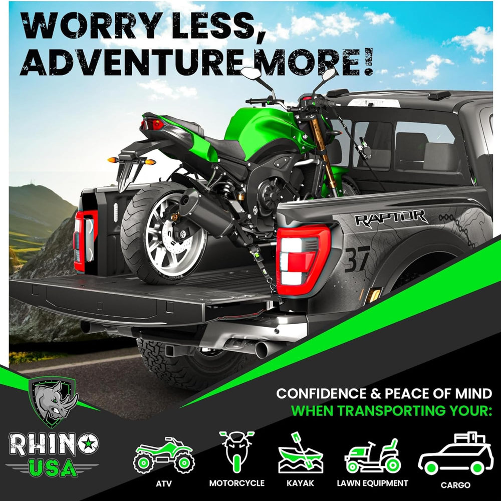 Rhino USA strap held in hand showing 1in x 10ft scale and portability