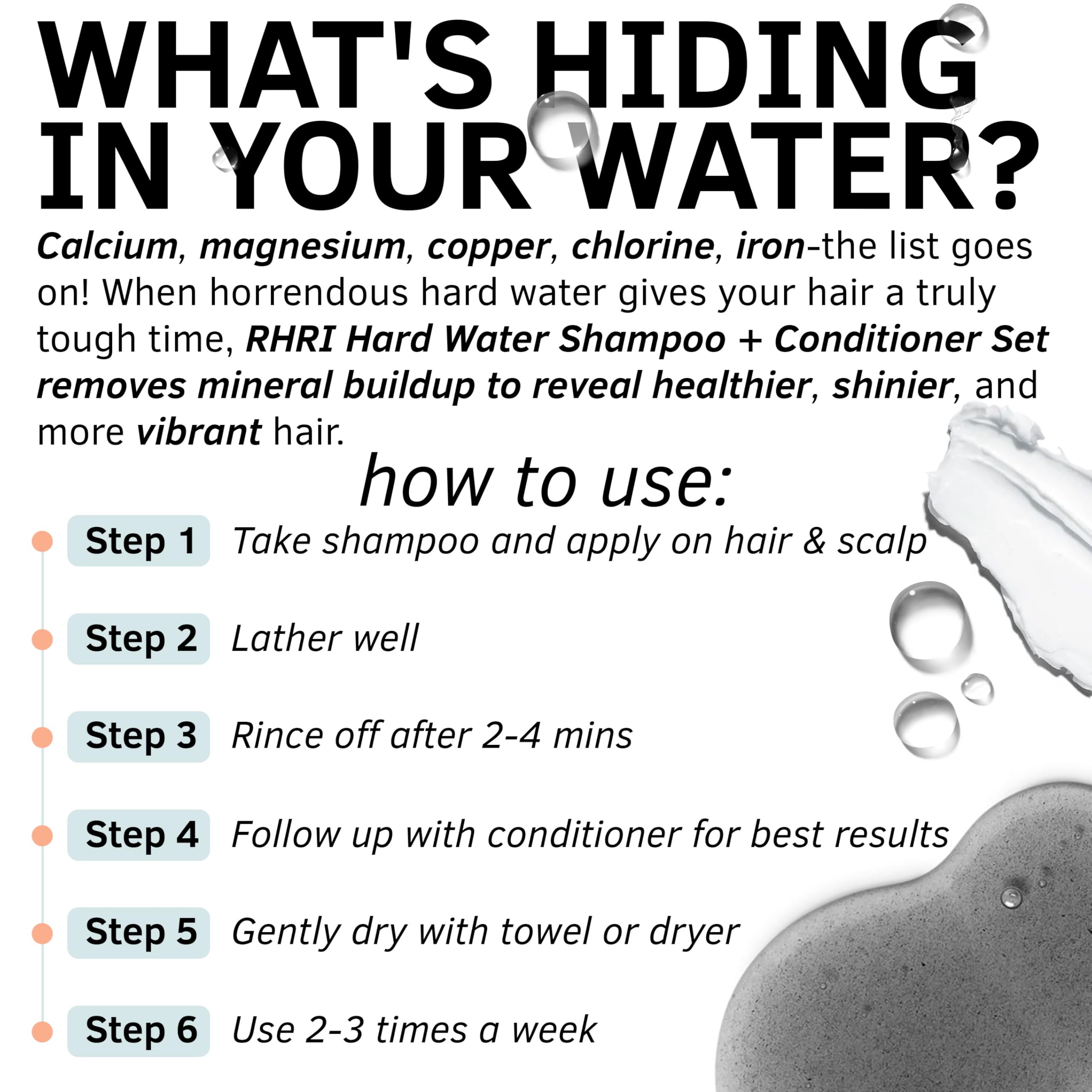 Rida Hair Research Institute in-shower usage demonstrating mineral removal benefit