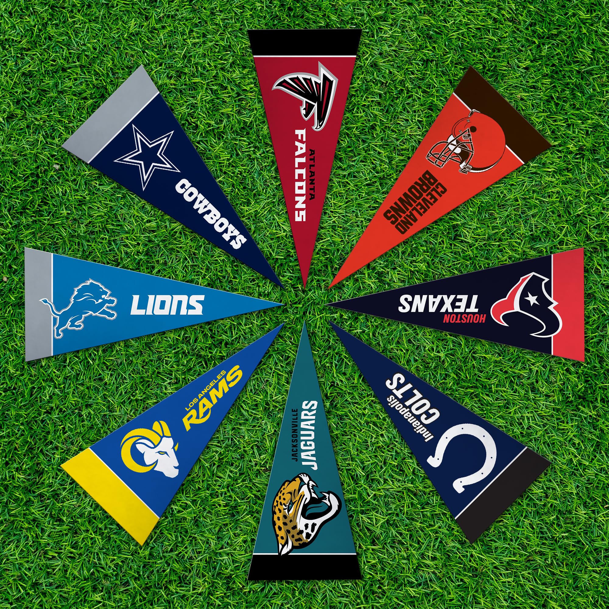 Rico Industries logo detail on pennant, highlights clear team printing