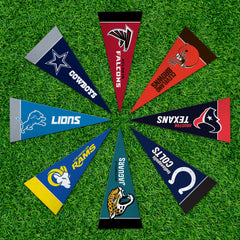 Rico Industries logo detail on pennant, highlights clear team printing