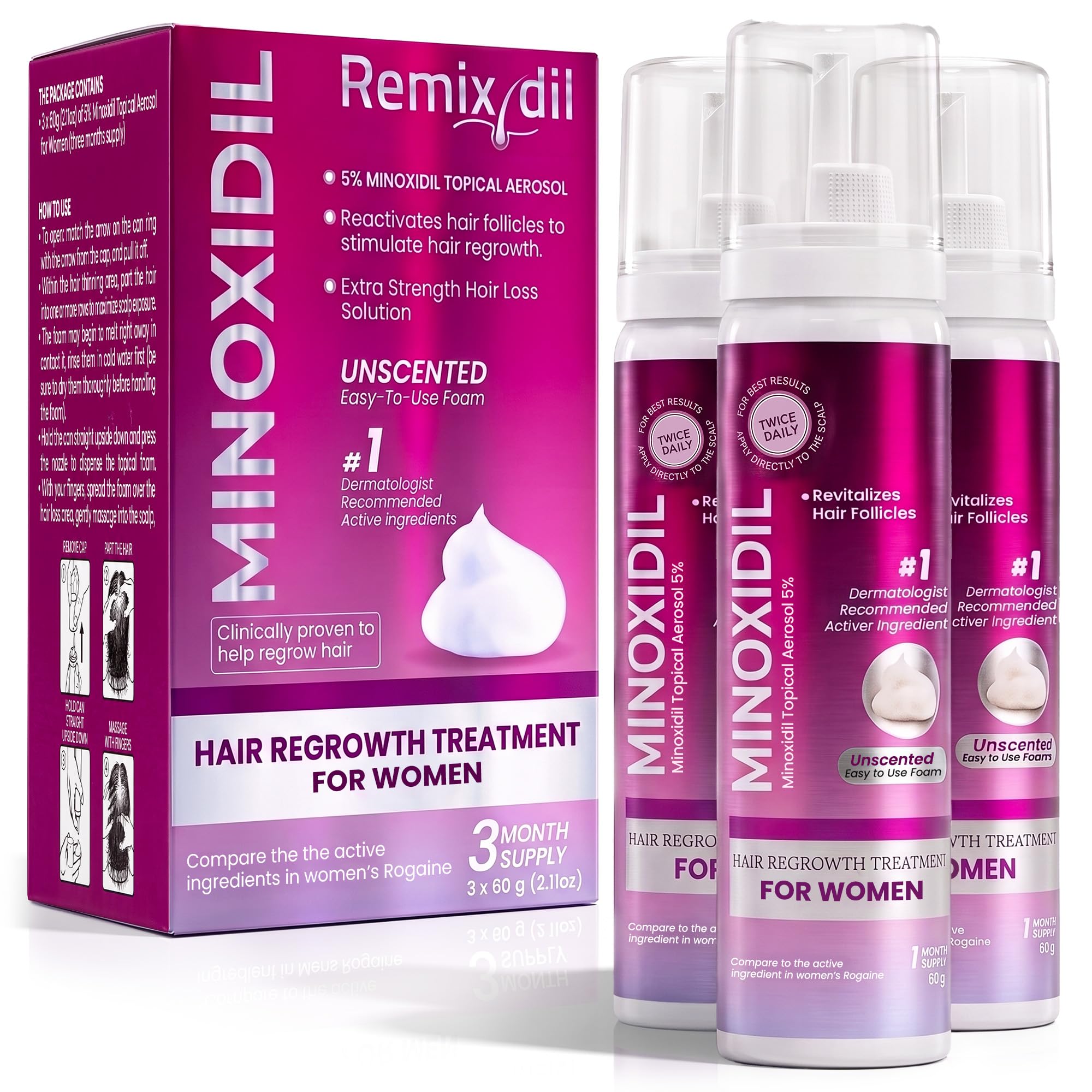 Rida Hair Research Institute front packaging showing 5% foam and benefits