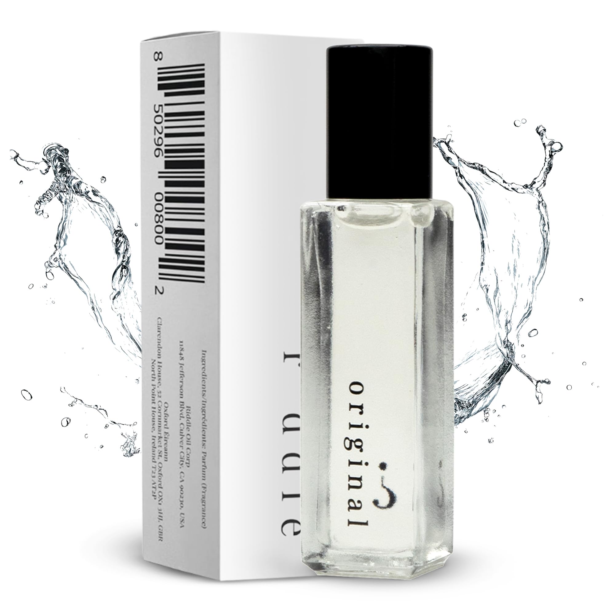 Riddle front packaging showing the roll-on bottle and brand benefits