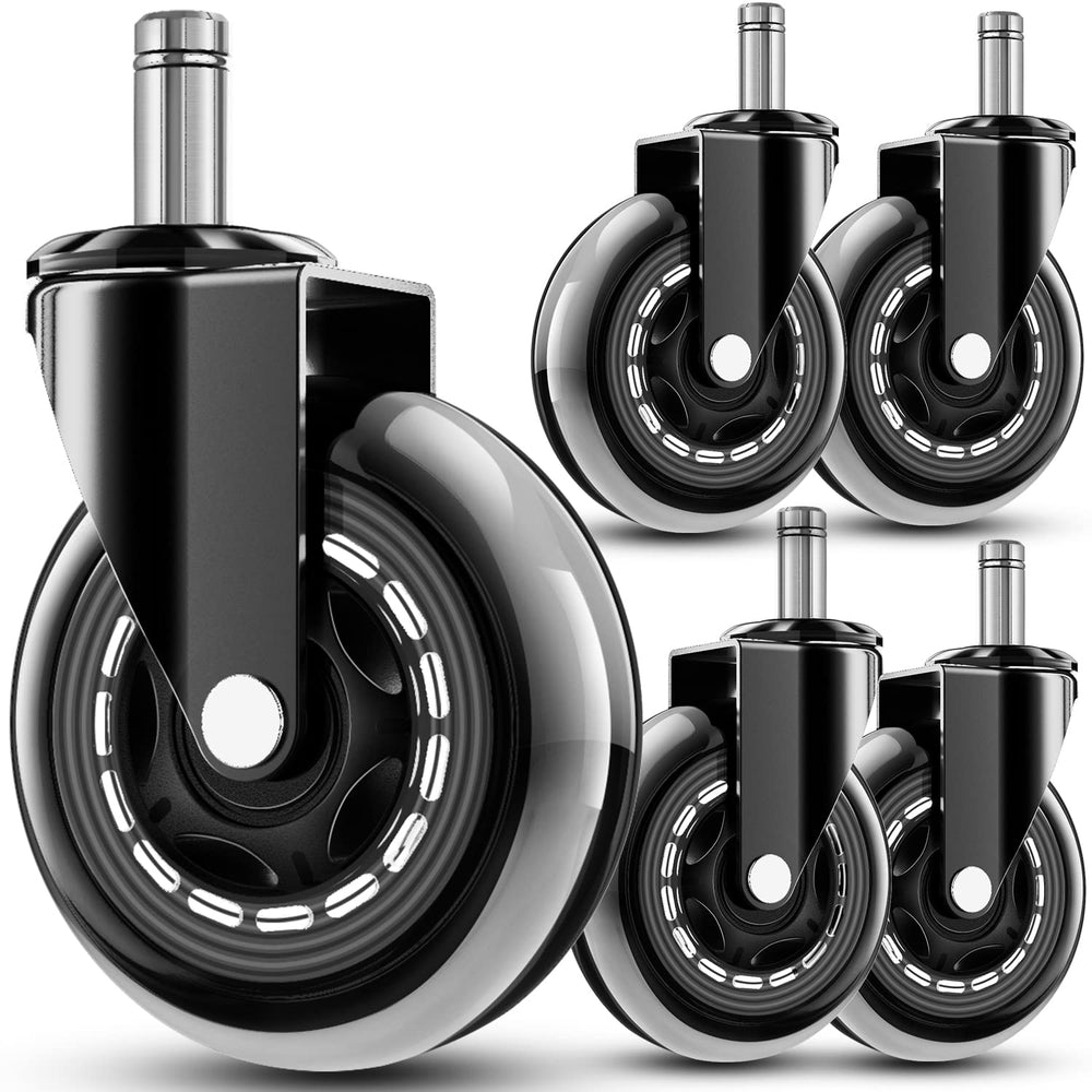 RidRed front view of five-pack casters showing clean design and ready replacement benefit