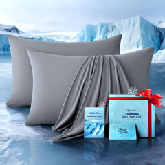 Rifens Home front packaging showing light gray pillowcases and benefits