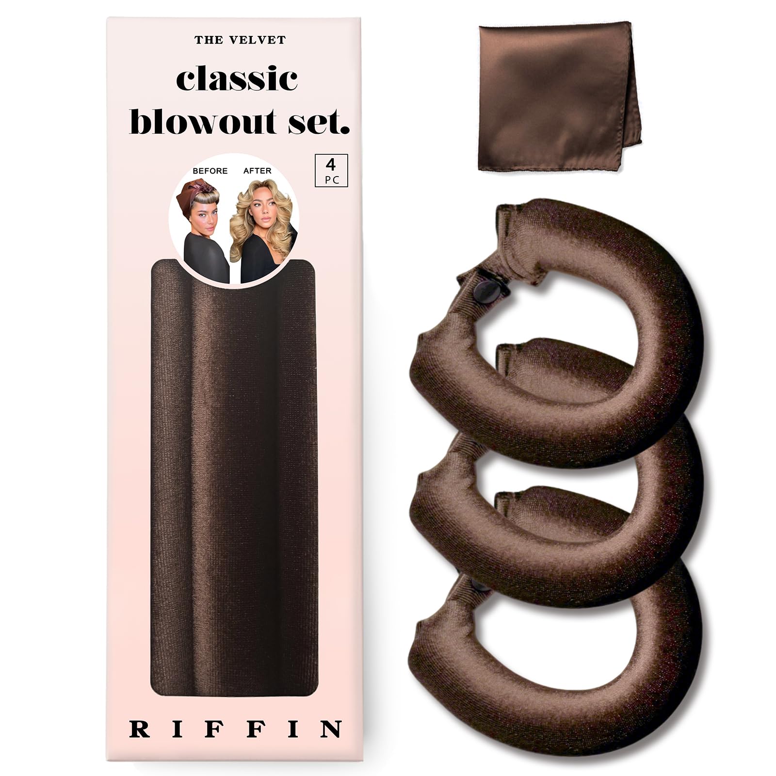 RIFFIN front packaging showing velvet overnight rods and benefits