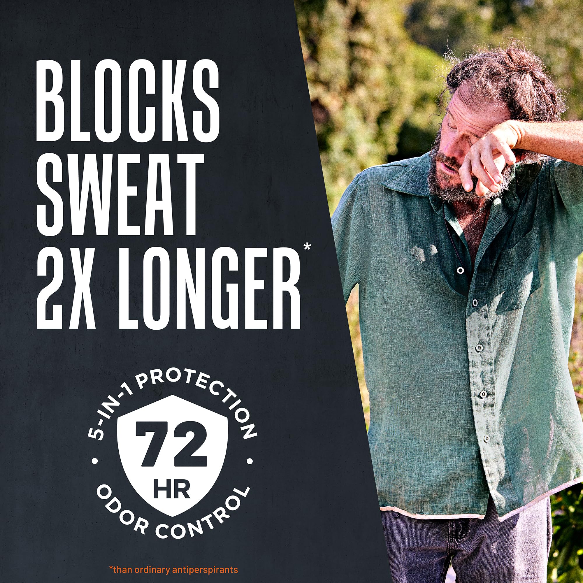 Right Guard label close-up highlighting active ingredients and 72-hour odor control