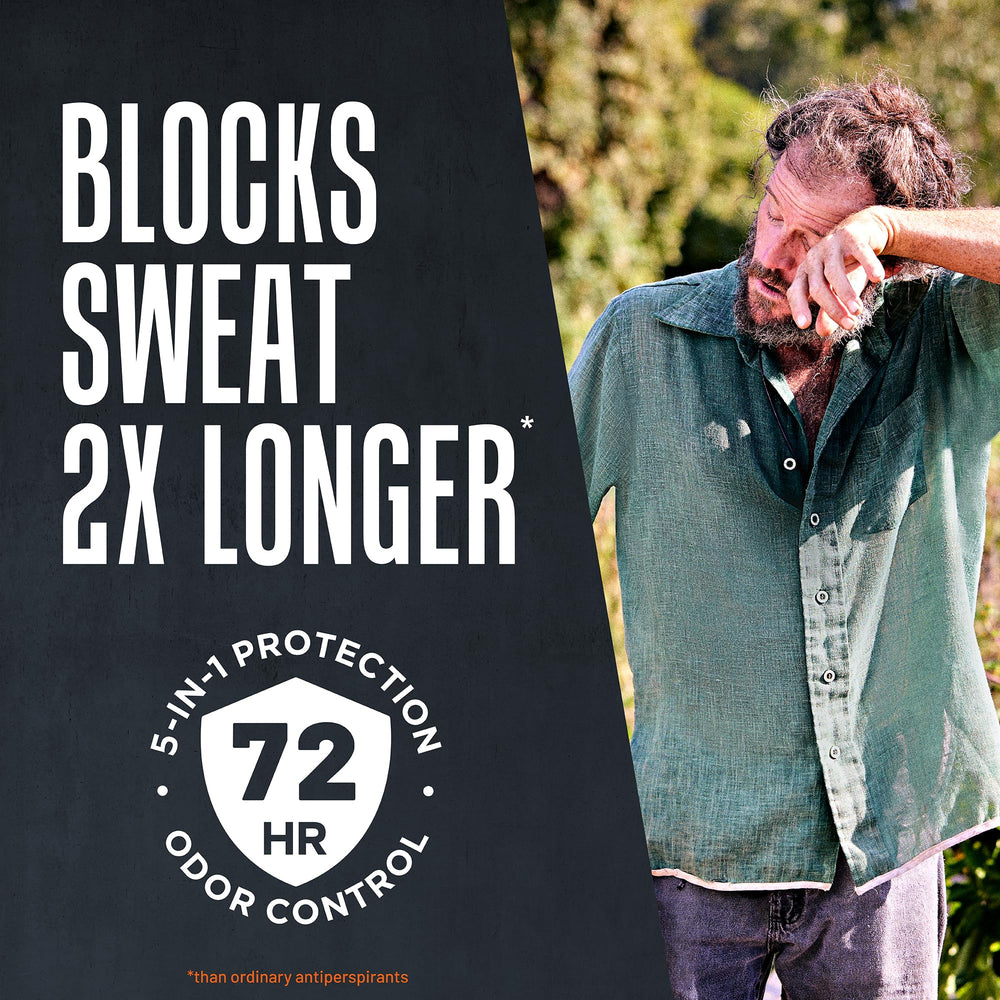 Right Guard label close-up highlighting active ingredients and 72-hour odor control