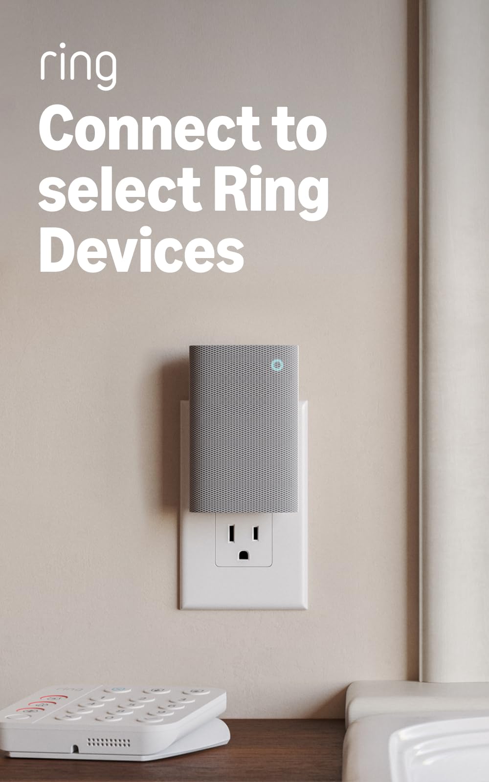 Ring Chime Plus night-light glowing in dim room, Ring night-light adds gentle illumination