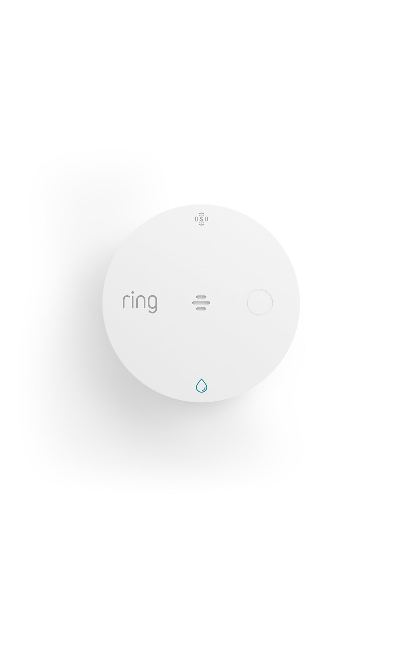 Ring Flood & Freeze Sensor front view showing compact design and easy placement for fast alerts