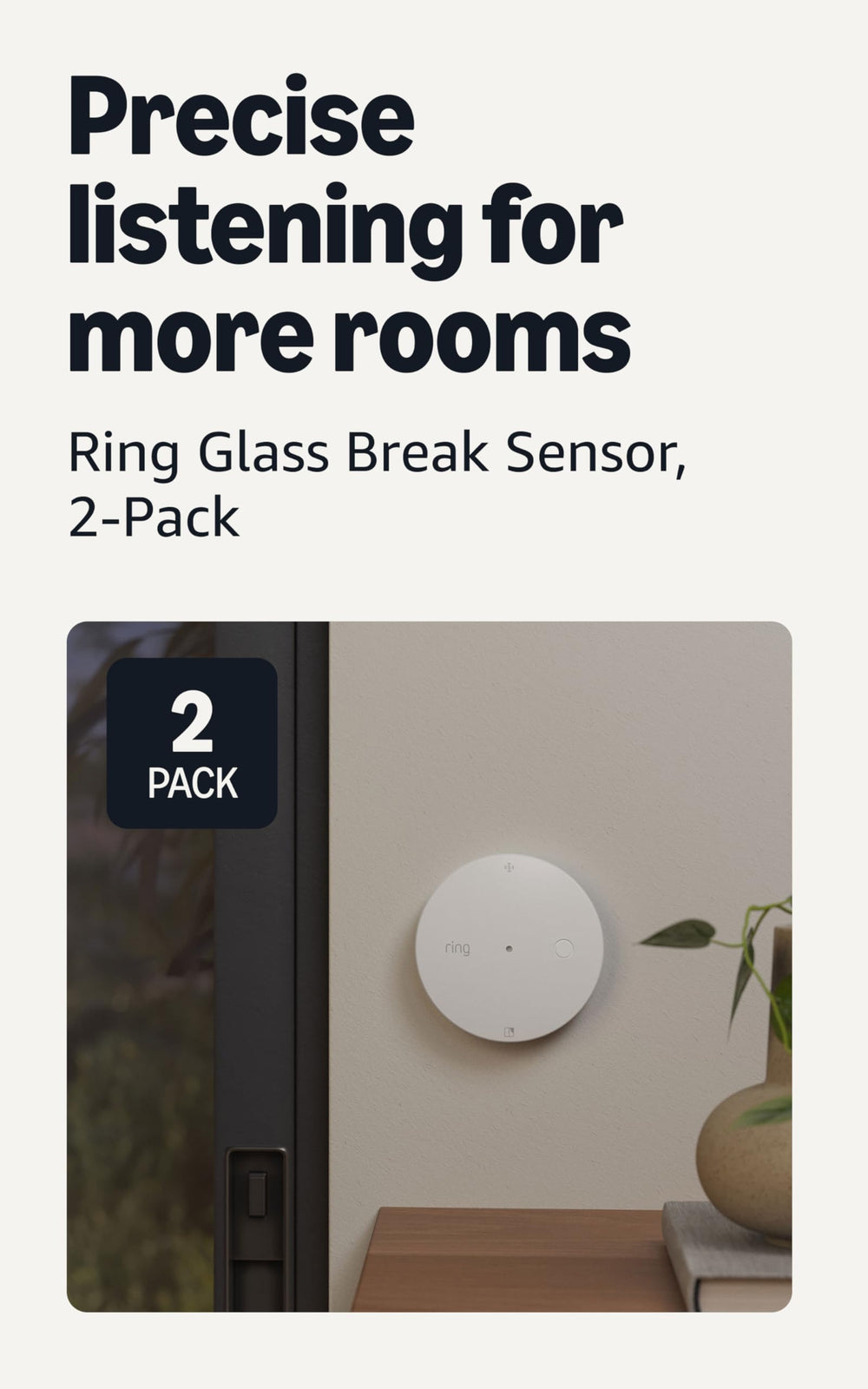Ring Glass Break Sensor close-up detail highlighting microphone and durable finish