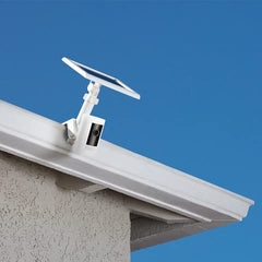 Ring gutter mount size comparison beside a ruler showing compact dimensions and easy placement