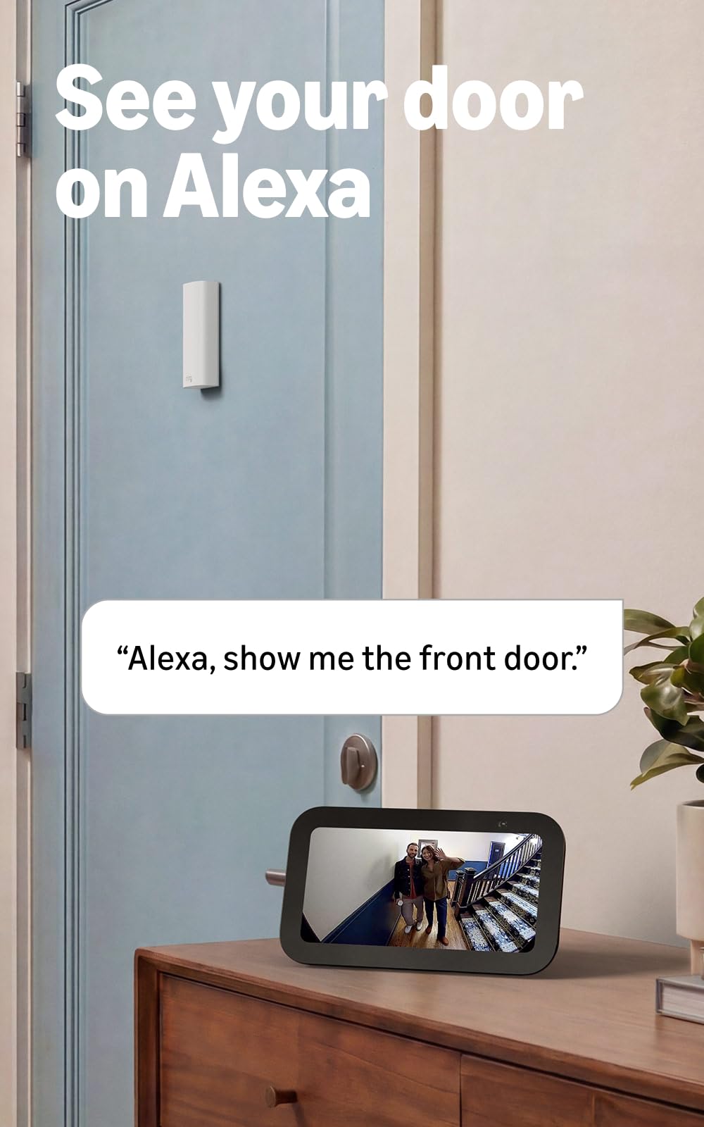 Phone displaying Ring app Live View from Peephole Cam, enabling instant monitoring