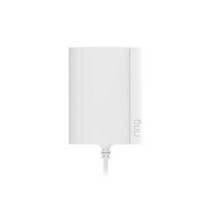 Ring plug-in adapter front view showing compact design and outlet plug, keeps doorbell charged