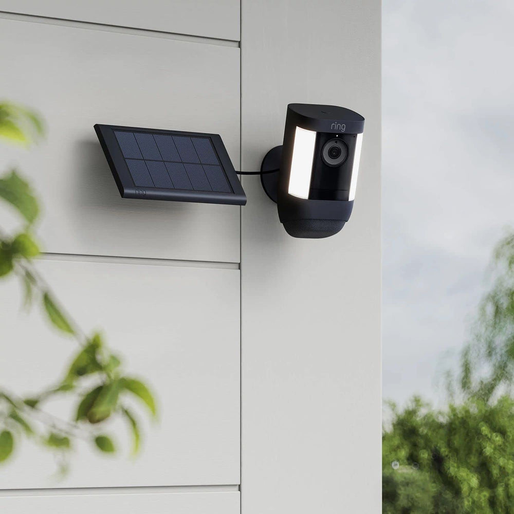 Ring small solar panel size comparison with camera highlighting compact footprint and space-saving benefit