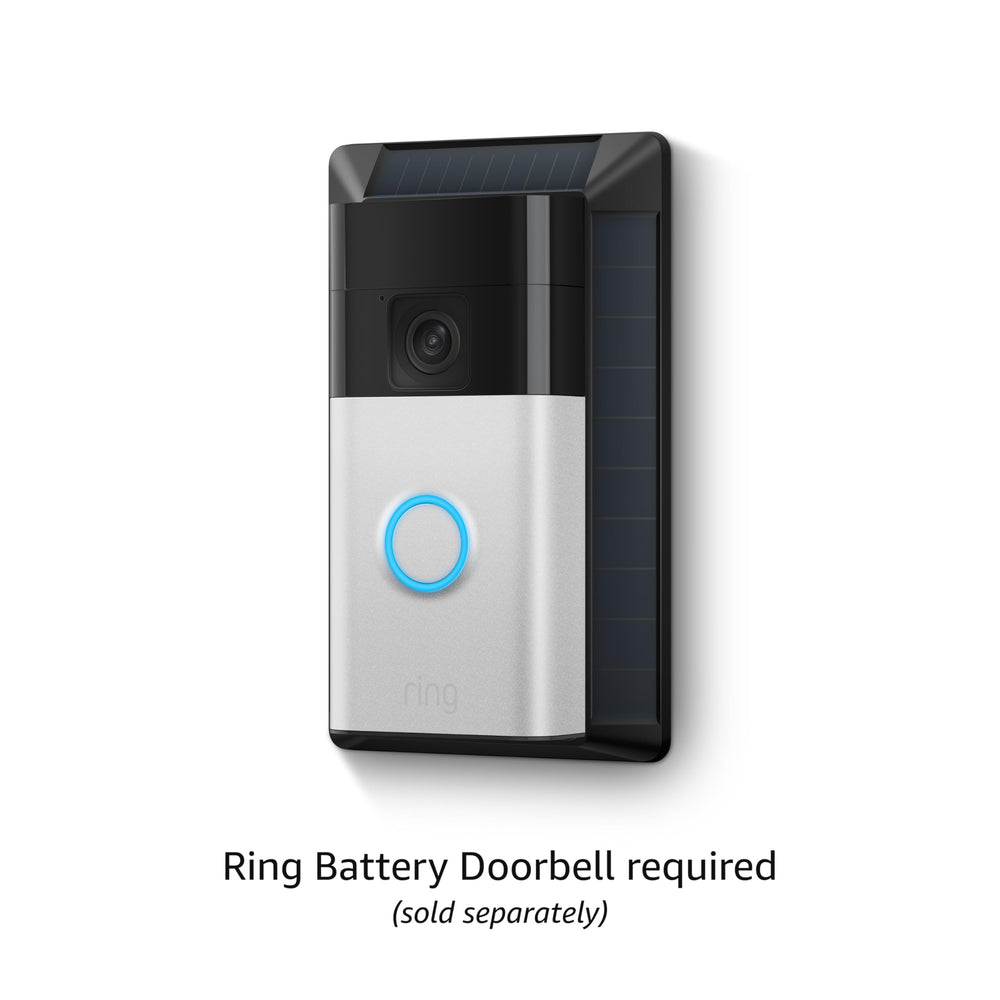 Ring solar charger front view showing mount and USB-C cable benefits continuous charging