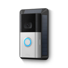 Ring solar charger mounted with Ring doorbell demonstrating continuous power and fewer charges