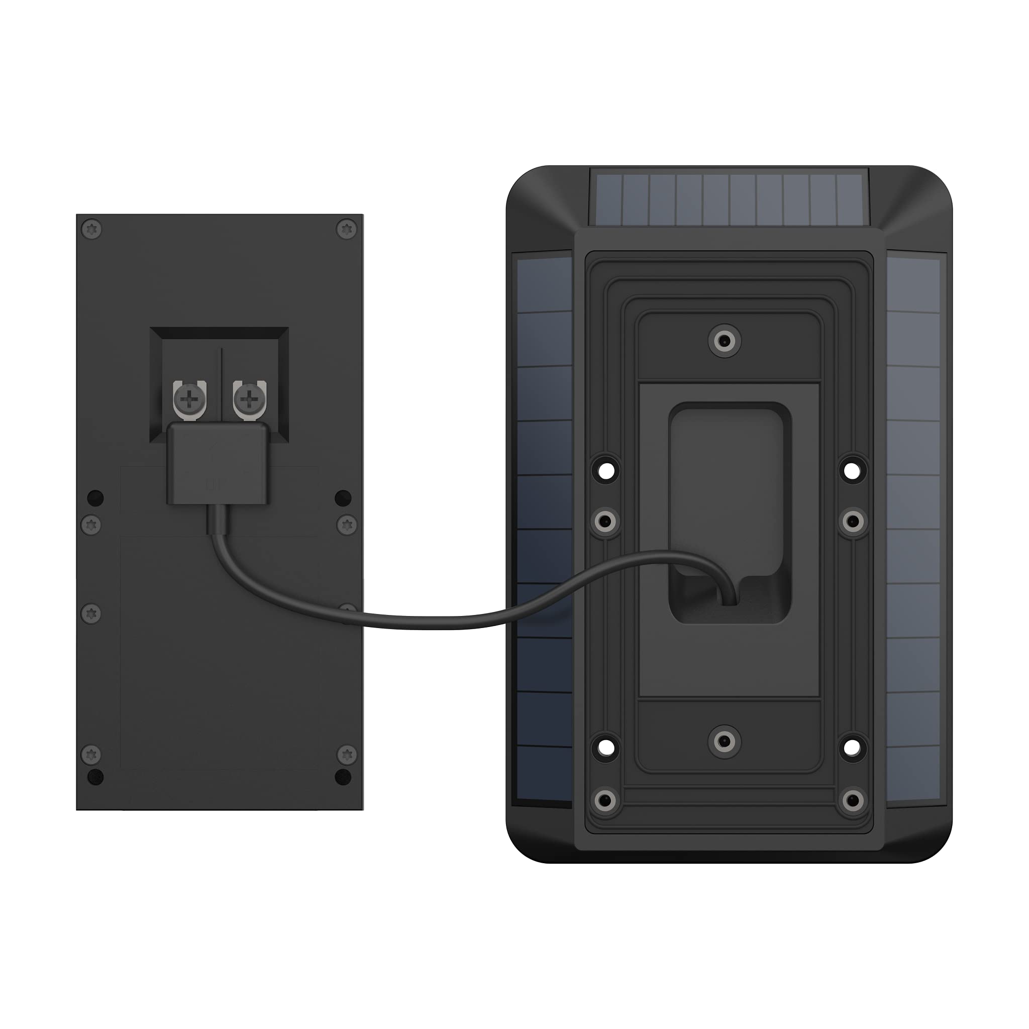 Ring solar charger next to a ruler showing compact size and easy discreet installation