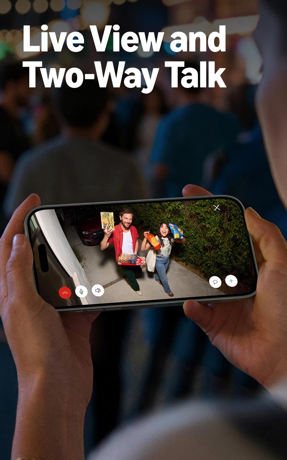 Ring Spotlight Cam 2K lens detail highlighting Retinal 2K sensor for sharper footage
