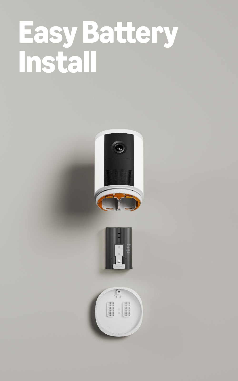 Ring Spotlight Cam 2K held in hand for scale, shows compact size and portable install