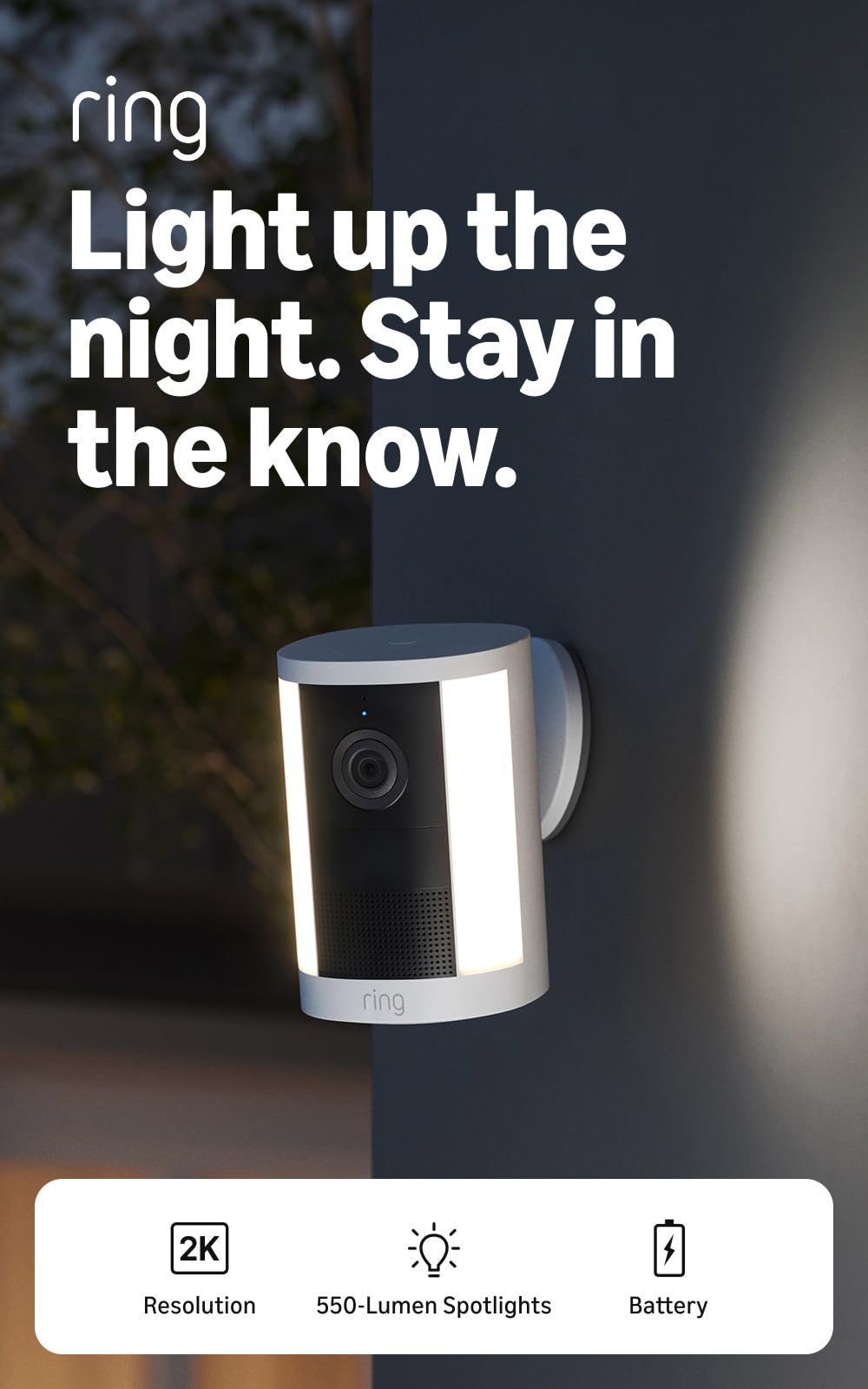 Ring Spotlight Cam 2K mounted on porch demonstrating secure home coverage