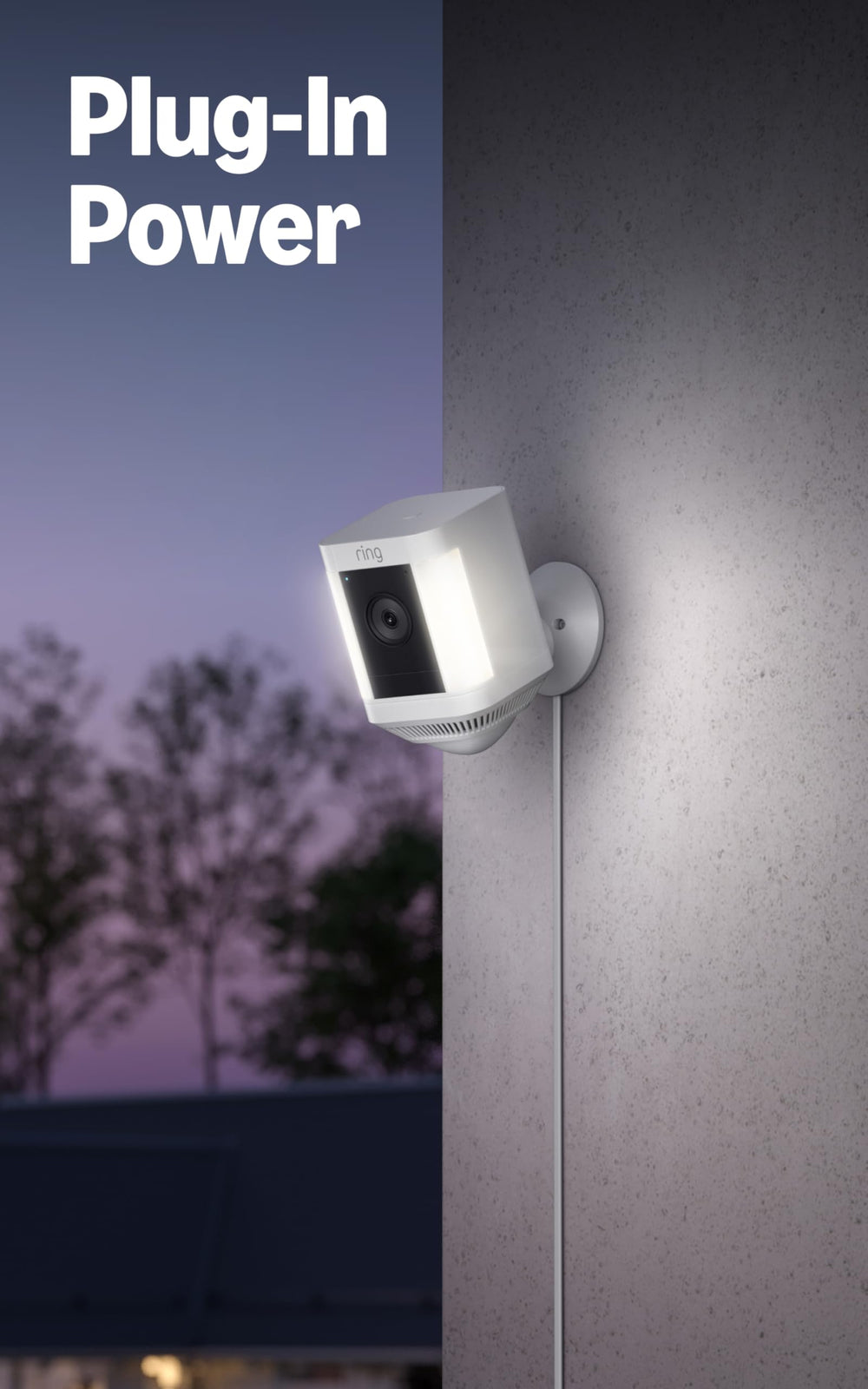 Ring Spotlight Cam Plus quick release battery pack being swapped for easy power
