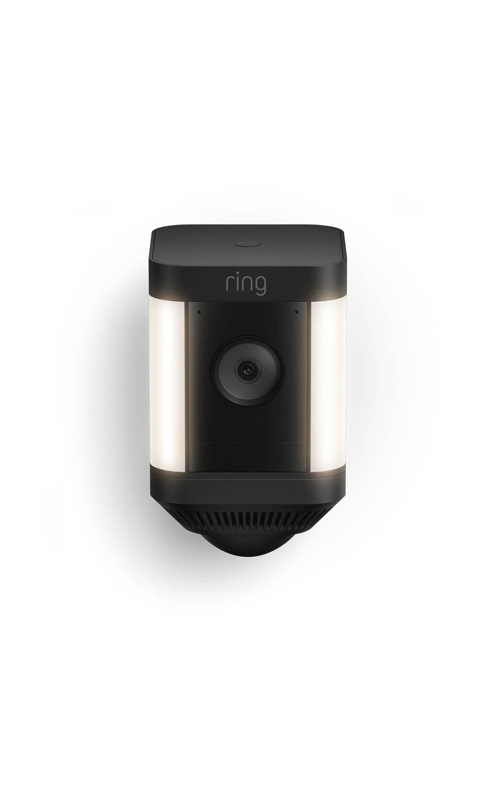 Ring Spotlight Cam Plus front angle showing camera and lights for visible deterrence