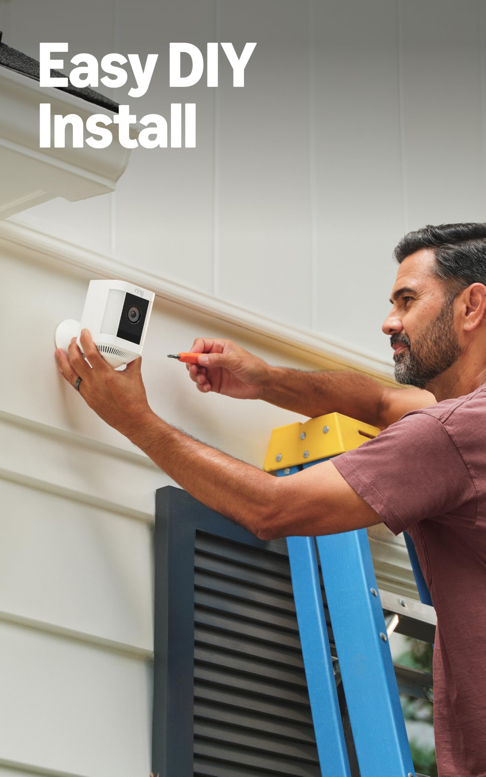 Ring Spotlight Cam Plus mounted on a porch demonstrating outdoor monitoring benefit