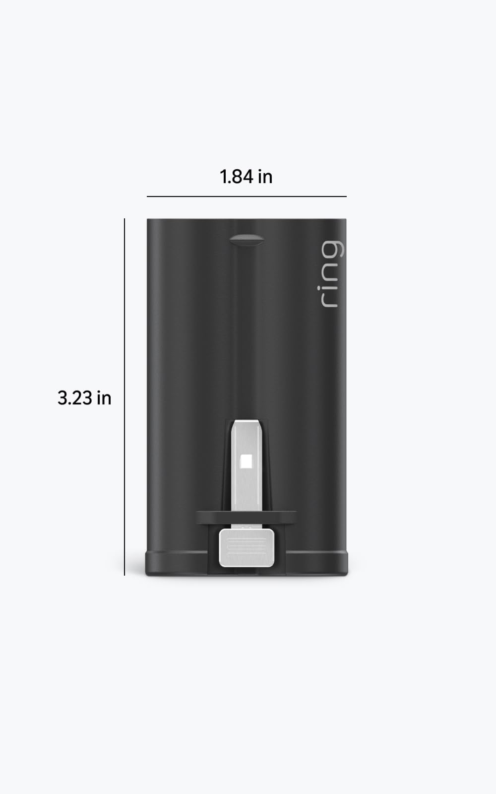 Ring battery USB-C charging port detail for faster recharge benefit