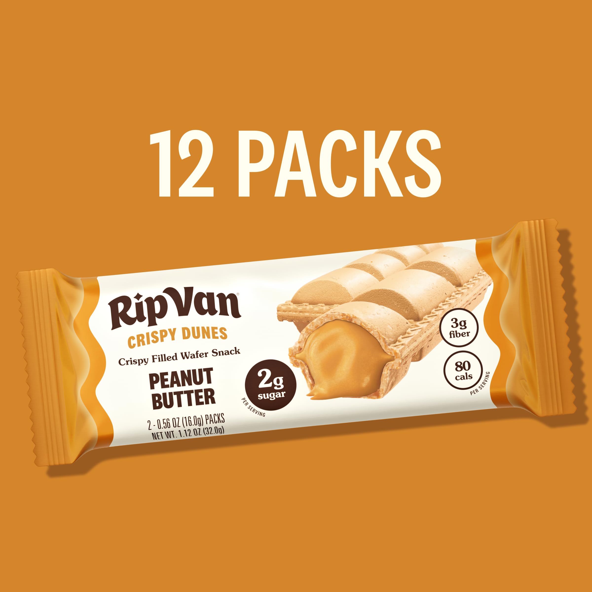 Rip Van Wafels nutrition label showing calories fiber and clean ingredients