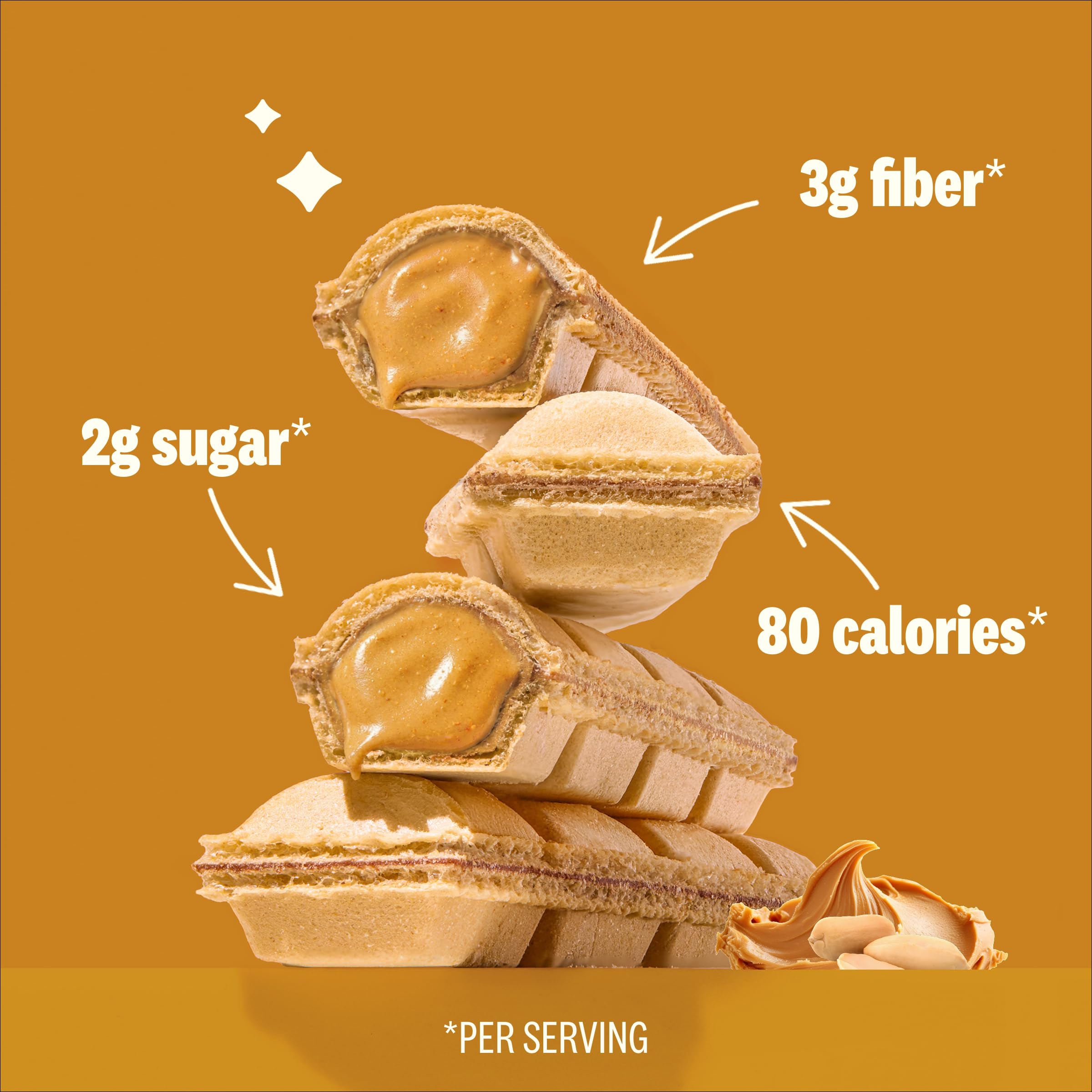 Rip Van Wafels peanut butter cream filling exposed for rich flavor