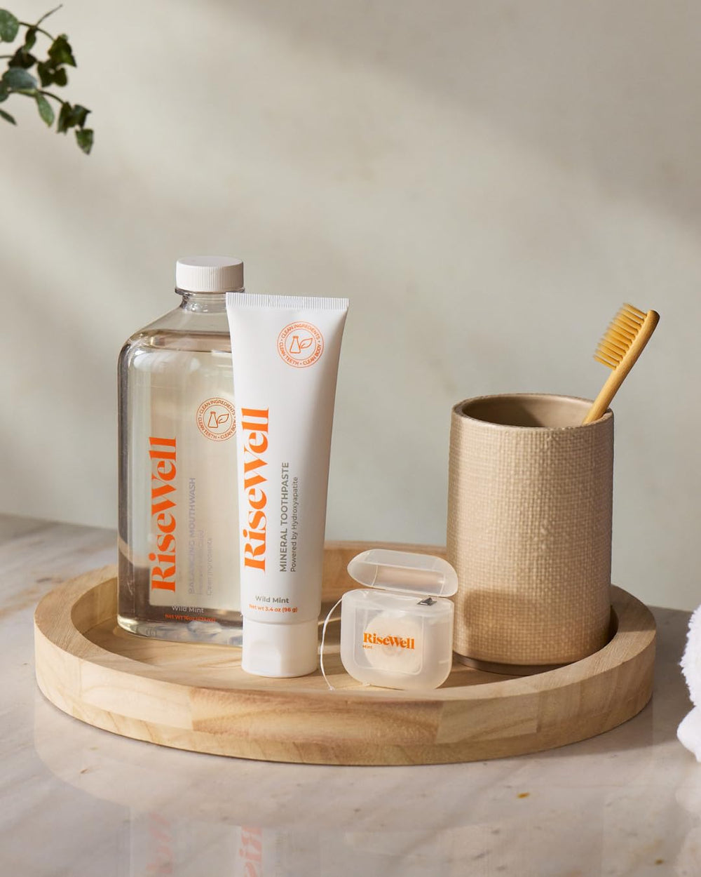 RiseWell tube packed inside travel toiletry bag for on-the-go convenience