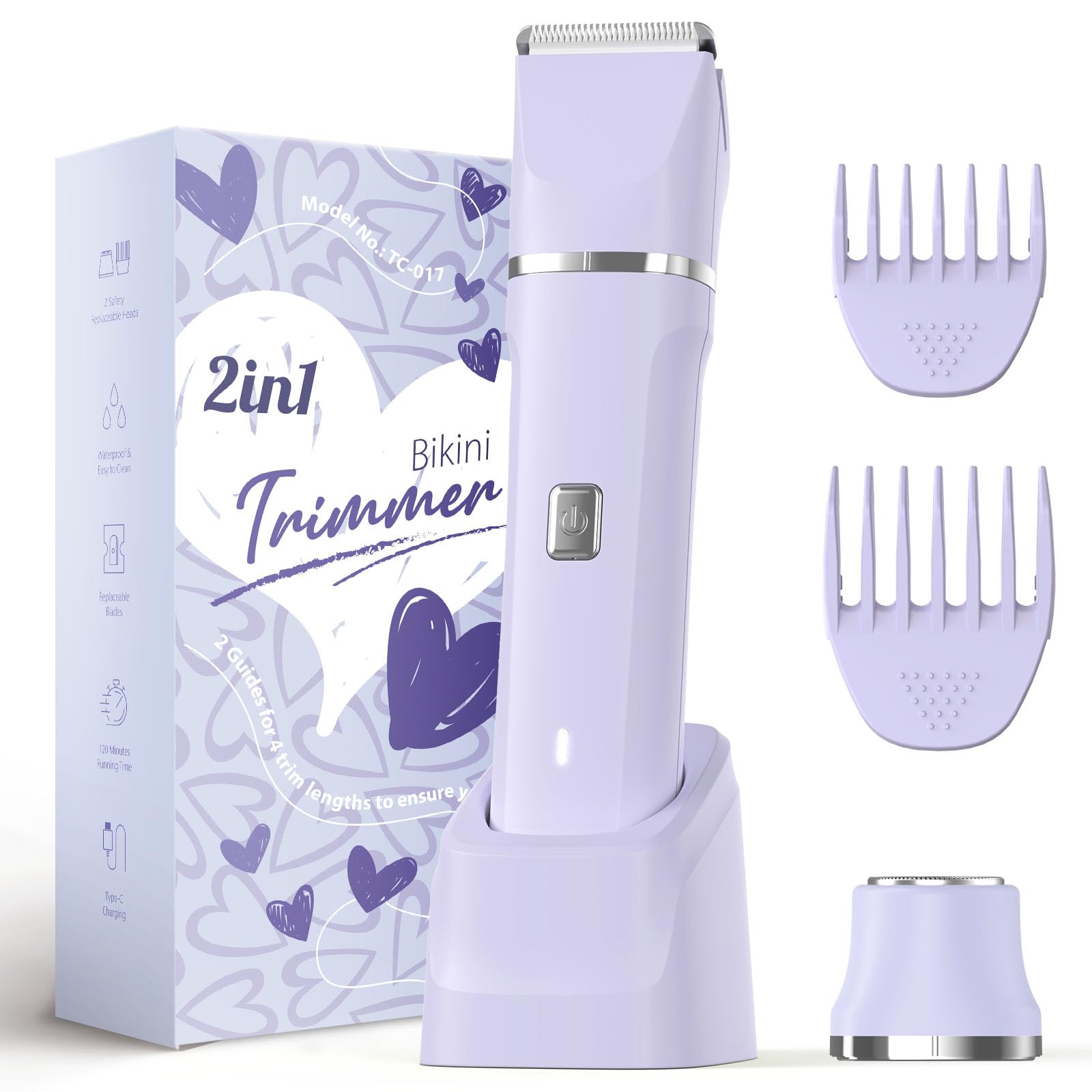 Risina front view with packaging showing compact cordless trimmer benefit