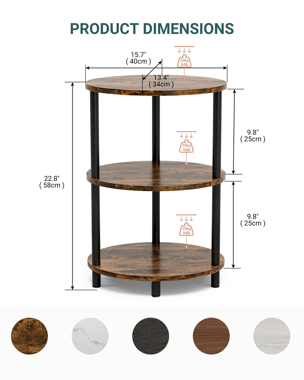 RISWER side angle showing three-tier open storage for organization