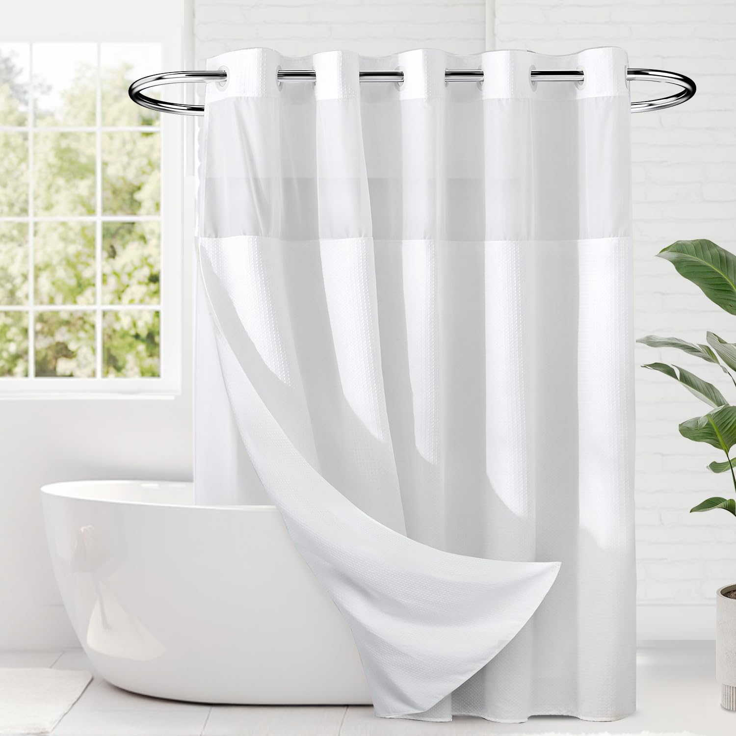 River Dream curtain beside ruler for size and scale clarity and proper fit