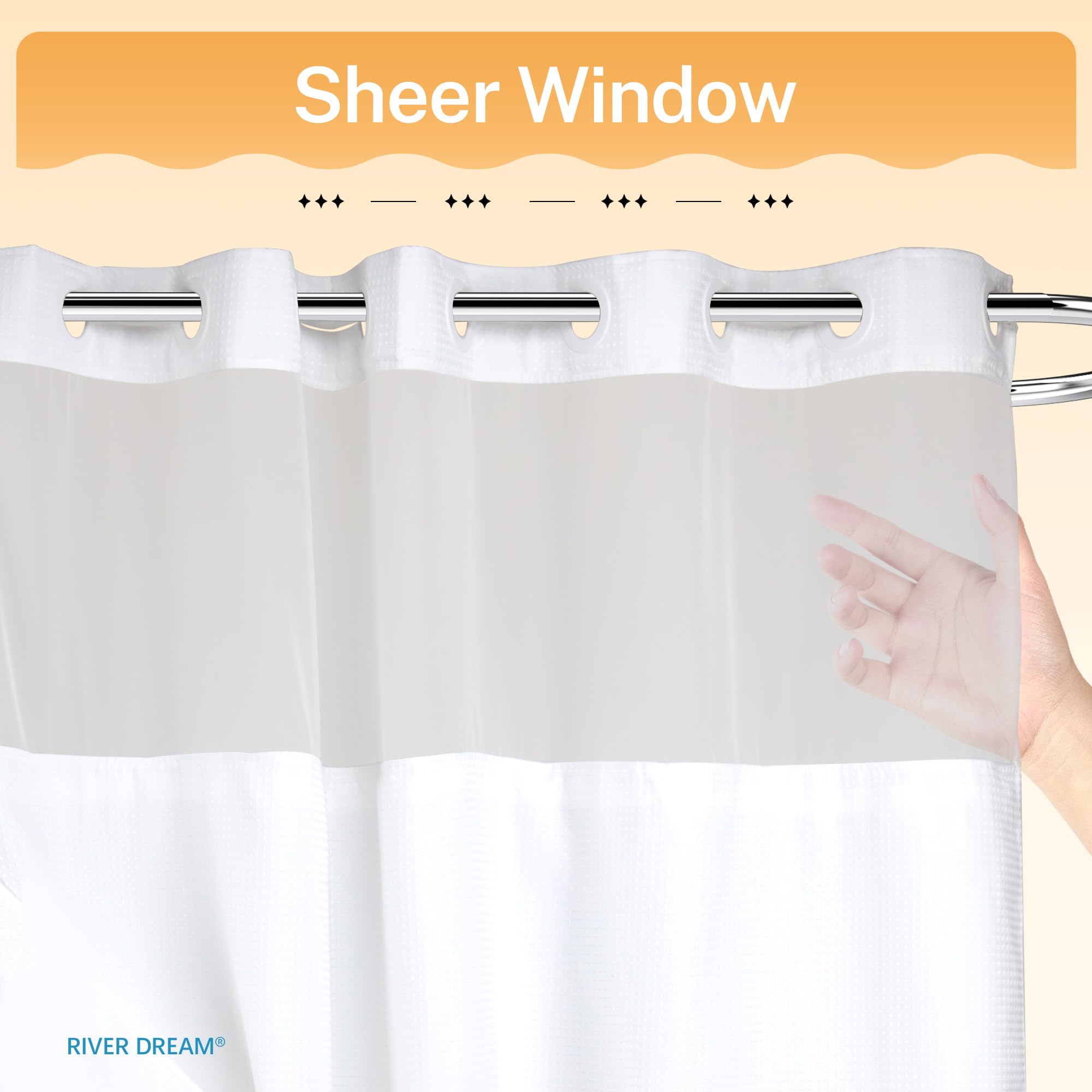 River Dream clear top window admitting light while maintaining shower privacy