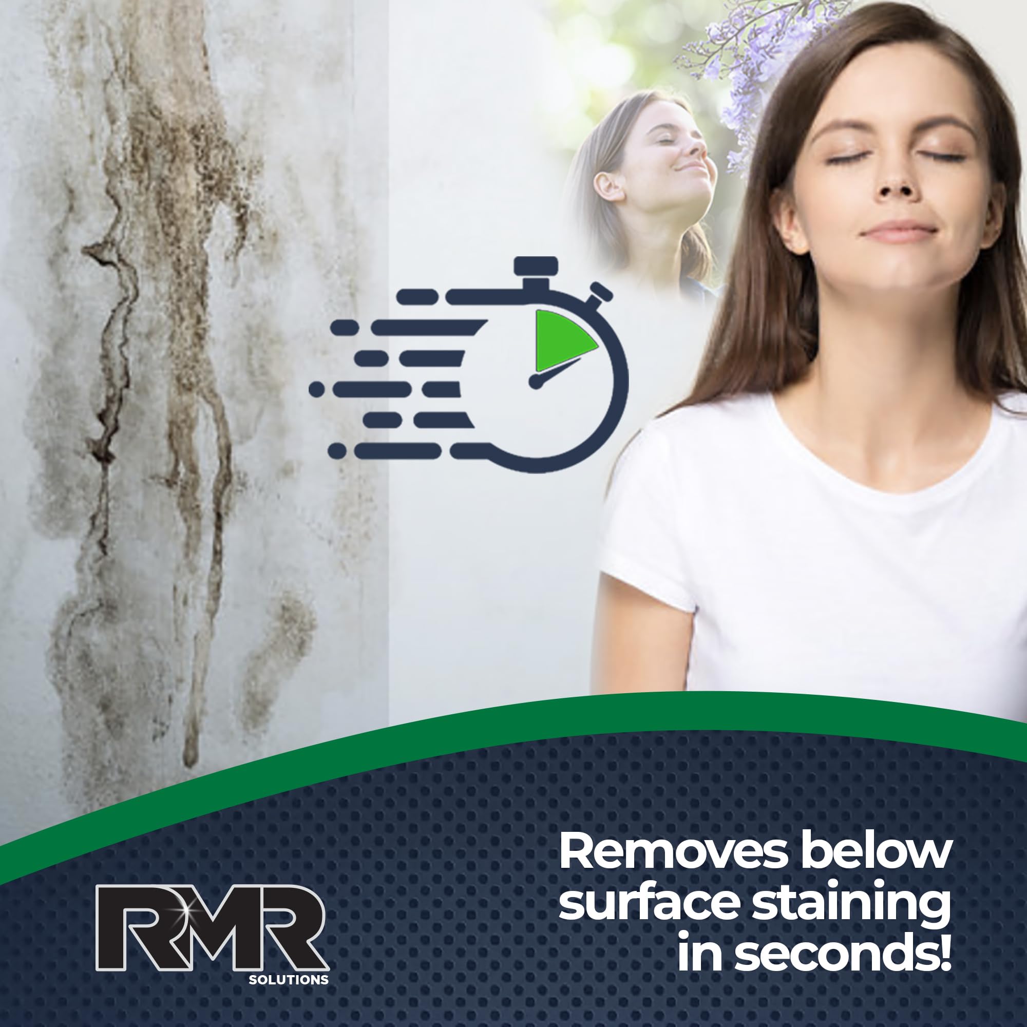 RMR Brands RMR-86 applied on wood deck removing mildew stains effectively