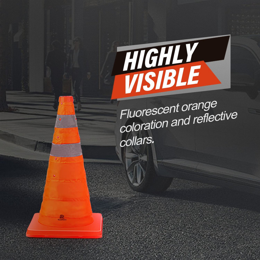 RoadHero cones placed in parking lot marking a temporary lane for clear traffic control