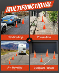 RoadHero single cone opened to 18 inches, highlighting visibility and upright stability