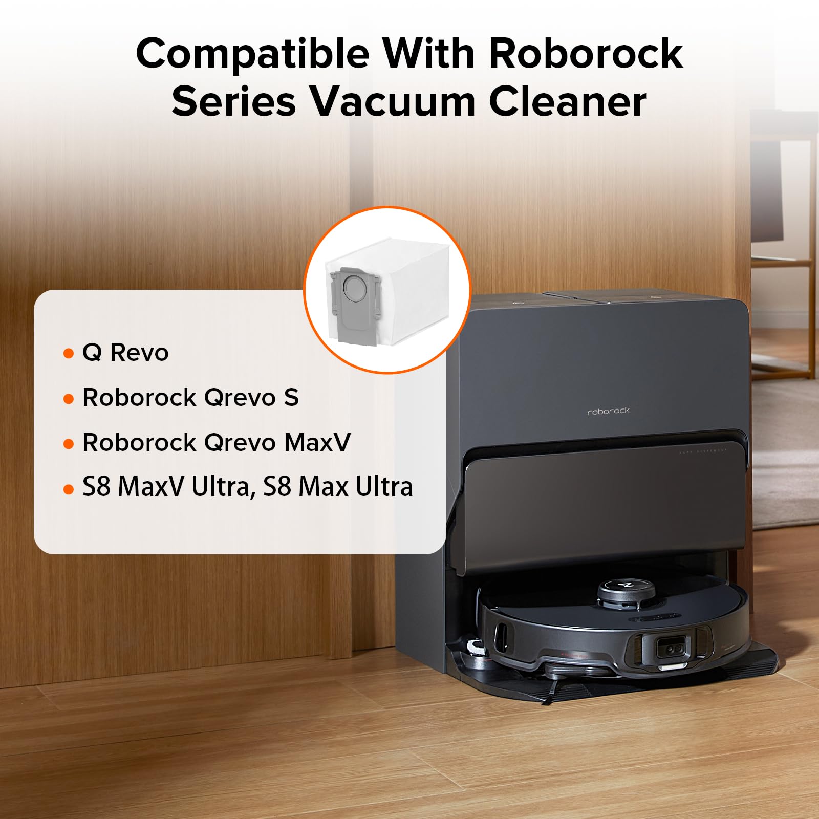 roborock close-up of sealed collar demonstrating anti-leak protection for cleaner disposal